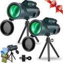 80x100 High Powered Monocular Telescope 2 Packs with Smartphone Holder & Tripod, HD Monocular for Adults with BAK4 Prism & FMC Lens for Hunting Star Bird Watching Wildlife Camping Hiking