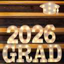 Graduation Party Decorations 2026, 8 LED Long Marquee Light Up Letters 'Grad 2026' and 1 'Doctorial hat' - Graduation Party Decor for Preschool High School College