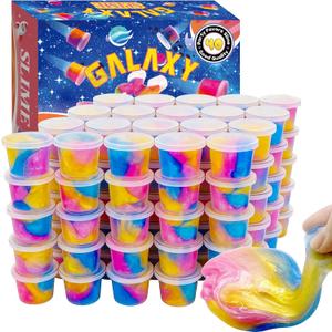 40 Packs Galaxy Slime, Party Favor for Kids Girls & Boys, Adults, Non Sticky, Stress & Anxiety Relief, Wet, Super Soft Sludge Toy,Easter Basket Stuffers