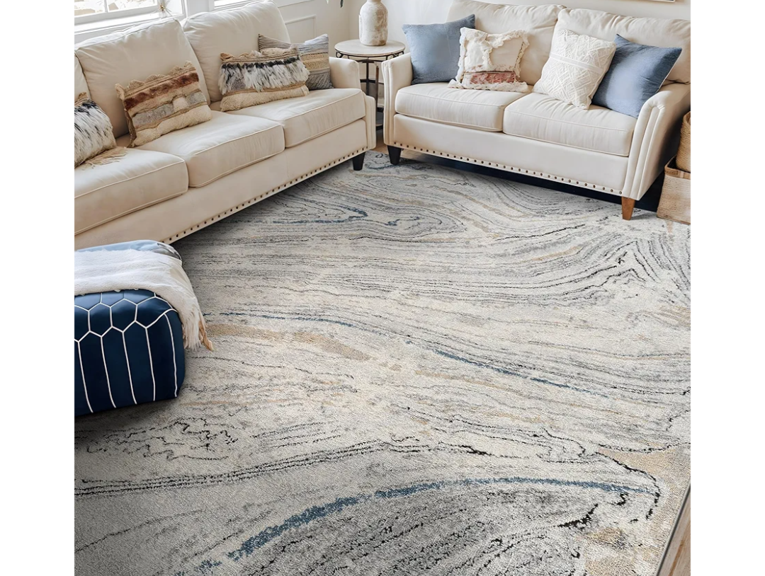 Rugshop Marble Swirl Distressed Gray Area Rug 5' x 7' Ideal for Medium Living Rooms, Bedrooms, or Under Dining Tables