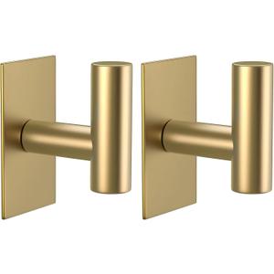 VAEHOLD Wall Towel Hooks, Heavy Duty Sticky Holder Waterproof Towel Hooks for Hanging Coat, Clothes, Closet Hook Wall Mount for Kitchen (Gold, 2 Pack)