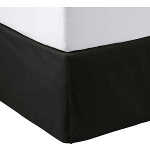 Amazon Basics Lightweight Pleated Bed Skirt, Machine Washable, Wrinkle and Fade Resistant, Queen, Black