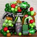 Green Brown and Black Balloon Arch Video Game Balloons Garland with Star Baloon Dark Green Confetti Ballon for Gaming Theme Birthday Supplies Baby Shower Graduation Party Decorations