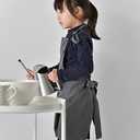 2 x Luchuan Cotton Aprons for Kids, Childrens Aprons with Adjustable Shoulder Strap for Painting Crafting Kitchen (Gray)