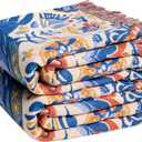 Boho Throw Blanket - 100% Cotton Ultra Soft Muslin Spring Blanket, 50"x60" Lightweight Floral Bird Framhouse Bedding Blanket for Bed, All Season Blue Bohemian Bedroom Home Decor Quilt