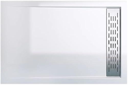 Bathlink 60"×36" Shower Base with Right Drain - Heavy-Duty Solid Surface Construction, 3" Barrier-Free Threshold & Slip-Resistant Textured Floor