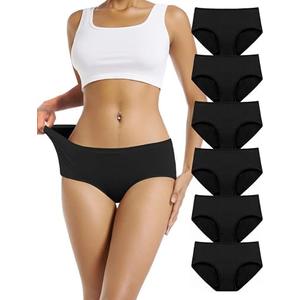TIICHOO Underwear Women Pack Soft Cotton Mid/Low Rise Women's Panties 6 Pack, XL