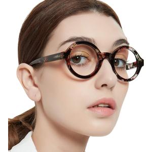 MARE AZZURO Digital Screen Glasses Women Funky Round Computer Glasses with Spring Hinge