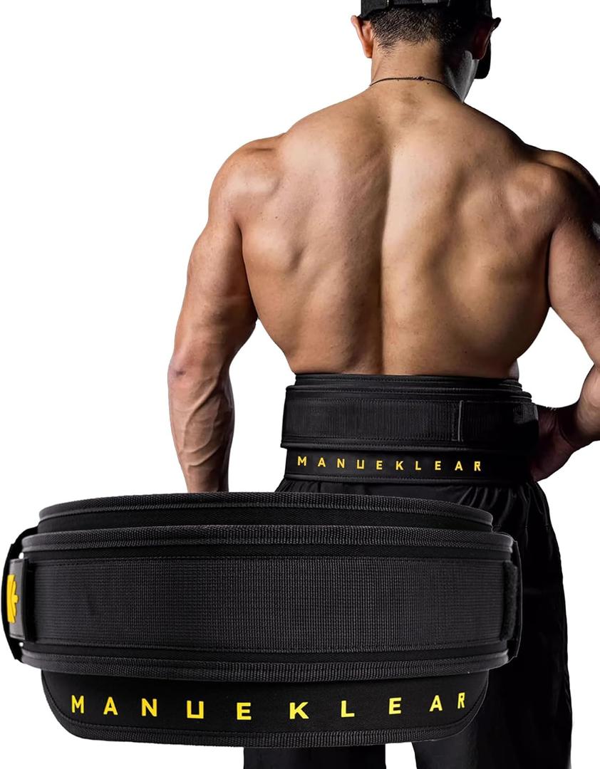 MANUEKLEAR Weight Lifting Belts for Men and Women, Gym Weight Belt with Carabiner Quick Locking, Double-Layer Weightlifting Belt for Workout Squat Powerlifting Deadlift (XL 42-47 in, Dark Midnight Black)