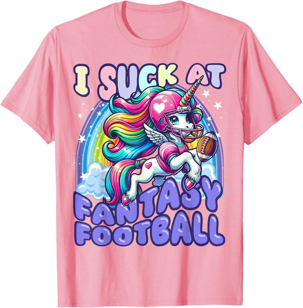 I Suck at Fantasy Football Unicorn Rainbow Loser Men T-Shirt S