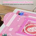 Mahjong Mat Table Cover 32x32 Inch Large American Mahjong Game with Game Rules, Travel Poker Playing Mats Portable Cloth Bag for 2025 Mahjongg Jongg Fans, Poker, Board Games and Dominoes(Pink)