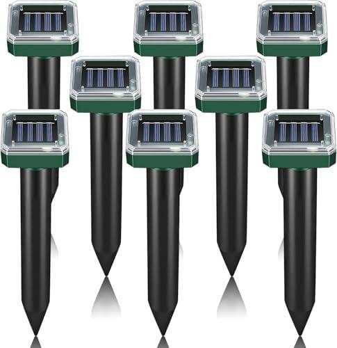 8 Pack Mole Repellent Solar Powered Sonic Mole Deterrent Spikes, Snake Gopher Vole Repellent for Lawn Garden & Yard Gopher Deterrent, Groundhog Repeller