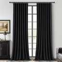 Room Darkening Black Curtains 108 Inches Long 2 Panels, 9ft Neutral Curtains for Dining/Living Room Heat/Light Blocking Heavy Duty Drapes for Traverse Rods/Track/Back Tab (W50 x L108)