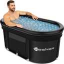 Yesker 110-Gallon Oval Ice Bath Tub with Storage Bag, Multi-Layered Portable Cold Plunge Tub with Cover, Drop-In Bathtub Foldable for Athletes, Home Gym, Outdoor Use