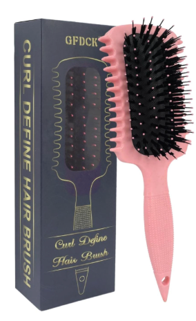 Curl Defining Brush, Curly Hair Brush Products for Effortlessly Detangling Shaping and Styling Women's Men's Curls on All Wet or Dry Hair Types, Reduces Frizz (Pink 1PC)