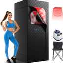 Infrared Sauna Box, Portable Sauna with 660nm Red Light Therapy & 850nm,5-Layer Waterproof, 3L 1300W Steamer,Folding Chair,for Home Sauna Spa Personal Saunas Tent Indoor Outdoor