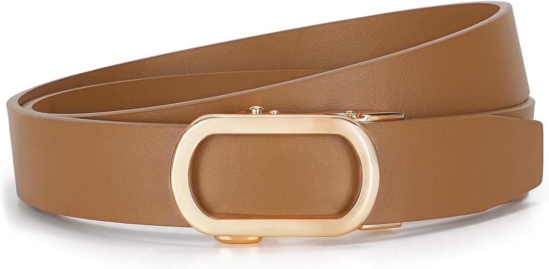 JASGOOD Women Leather Ratchet Belt for Jeans Pants Dresses Adjustable Belt with Automatic Sliding Buckle, Width 1.2"