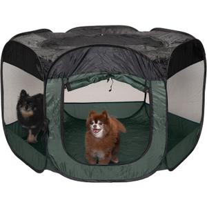 Furhaven Portable Dog Playpen Cat Tent, Pet playground/kennel foldable indoor outdoor zippered puppy crate - Hunter Green, Extra Large