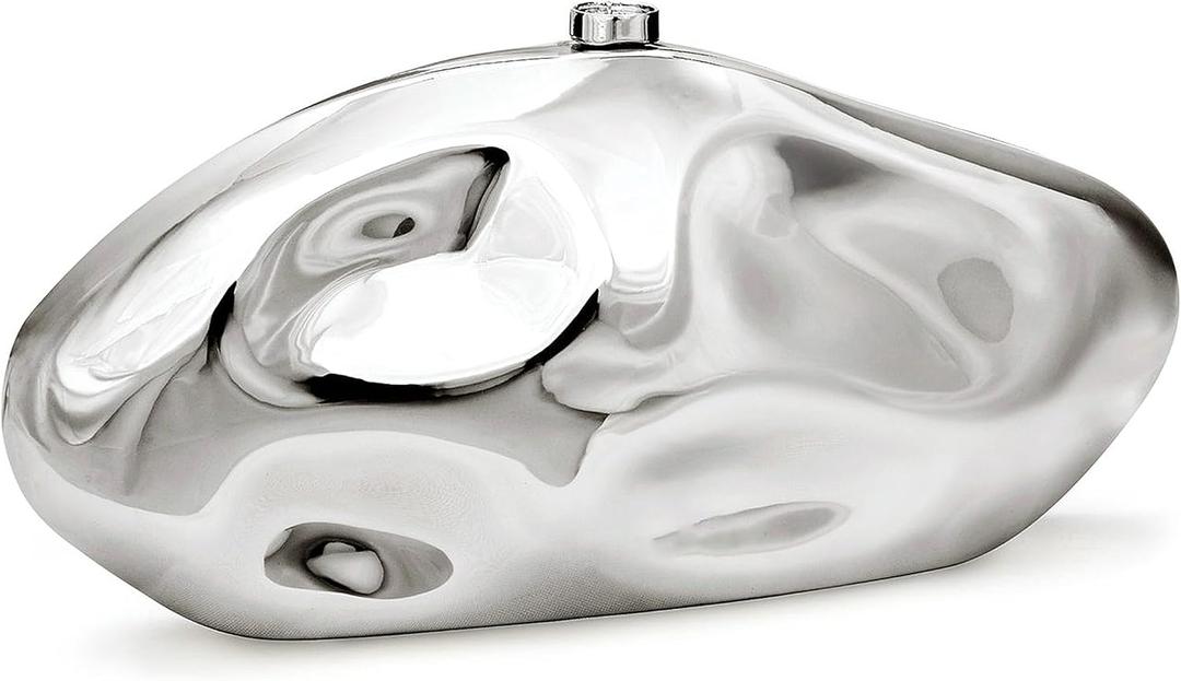 Acrylic Clutch Purse for Women Irregular Shell Evening Handbag for wedding party (Shiny Silver)