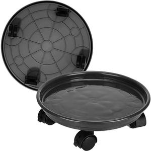 2 Pack Plant Caddy With Wheels 12inch,Round Potted Rolling Plant Stand With Wheels Heavy Duty Flower Pot Rack on Rollers Dolly Trolley Saucer Tray Pallet Plant Rollers with Wheels (12inch, Black)
