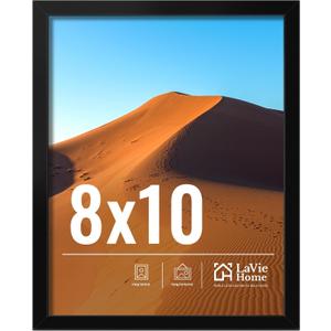 LaVie Home 8x10 Picture Frame for Wall Display, 8x10 Black Picture Frame with HD Plexiglas, 8 x 10 Poster Frame 1 Pack, Display Frame for Vertical or Horizontal, Classic Collection
