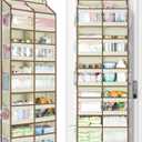 Yecaye 5-Tier Over The Door Organizer Dual-Column, 80lbs Load Over The Door Storage of 10 Compartments, Heavy Duty Door Organizer Hanging for Bedroom Closet Nursery Bathroom Pantry, Beige, 2 Pack