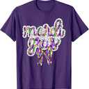 Coquette Bow Mardi Gras New Orleans Louisiana Dalmatian Dots T-Shirt (Small, Purple)