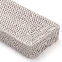 Rattan Bathroom Vanity Tray, Toilet Tank Basket Tray for Paper Hand Towel, Bathroom Counter Tray for Organizing and Decor (Whitewash, 16.3" x 6.1" x 2")
