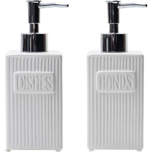 Ceramic Soap Dispenser Set, 2 Pack Kitchen and Bathroom Liquid Hand and Dish Soap Dispenser With Funnel, 10.5 Oz, Matte White