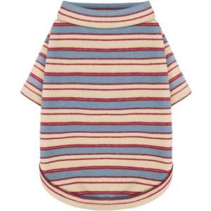 Stylish Striped Block Dog Shirt, Comfortable, Breathable, and Wrinkle-Resistant. Perfect Apparel for Small, Medium, & Large Dogs, a Must-Have for Pet Lovers 4XL (4XL-(50~77lb) | Chest(~35"), Blue Red Striped)