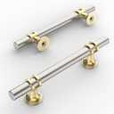 Amerdeco 10 Pack Brushed Satin Nickel and Gold Cabinet Pulls 3.75 Inch(96MM) Hole Centers Kitchen Cabinet Handles Cabinets Hardware Drawer Pulls ZH0058