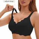 Bras for Women No Underwire Wireless Bras with Support & Lift Seamless Scalloped Full Coverage Tshirt Bra (Black, XL)