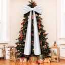 20 x 71 Inches Christmas Extra Large Velvet Bows Christmas Tree Topper Decor Giant Xmas Tree Toppers Bows for Home Wreath Wall Backdrop Birthday Wedding Party Decorations(White)