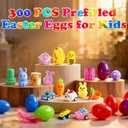 TOAPER 300PCS Prefilled Easter Eggs with Toys, Easter Basket Stuffers, Easter Party Favors, Easter Egg Hunt Prizes, Bulk Plastic Easter Eggs Gifts for Kids Classroom