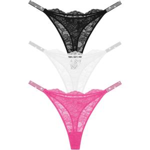 Sexy Thongs for Women Breathable Lace Underwear Rhinestones Strap G-String Stretch Panties Thong