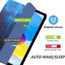 MoKo for iPad (A16) 11th Generation Case 11 Inch 2025,iPad 10th Generation Case 10.9 Inch 2022,Slim Stand Hard PC Translucent Back Shell Smart Cover,Support Touch ID,Auto Wake/Sleep,Blue Starry Sky