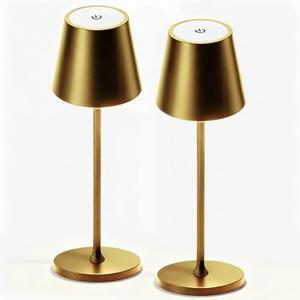 CASABOLA 2 Pack Cordless Table Lamp,Portable LED Desk Lamp, 5200mAh Battery Operated, 3 Color Stepless Dimming Up, for Restaurant, Bedroom, Bars, Outdoor Party, Camping, Coffee Shop Night Light Gold