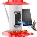 Hummingbird Feeder with Camera Outdoor, SV3C Hanging Bird Feeder with Ant Moat & Bee-Proof, HD 2K Solar Powered, AI Bird Identify, Instant App Alerts, Auto Capture, Hummingbird Lover Gifts, 21oz, Red