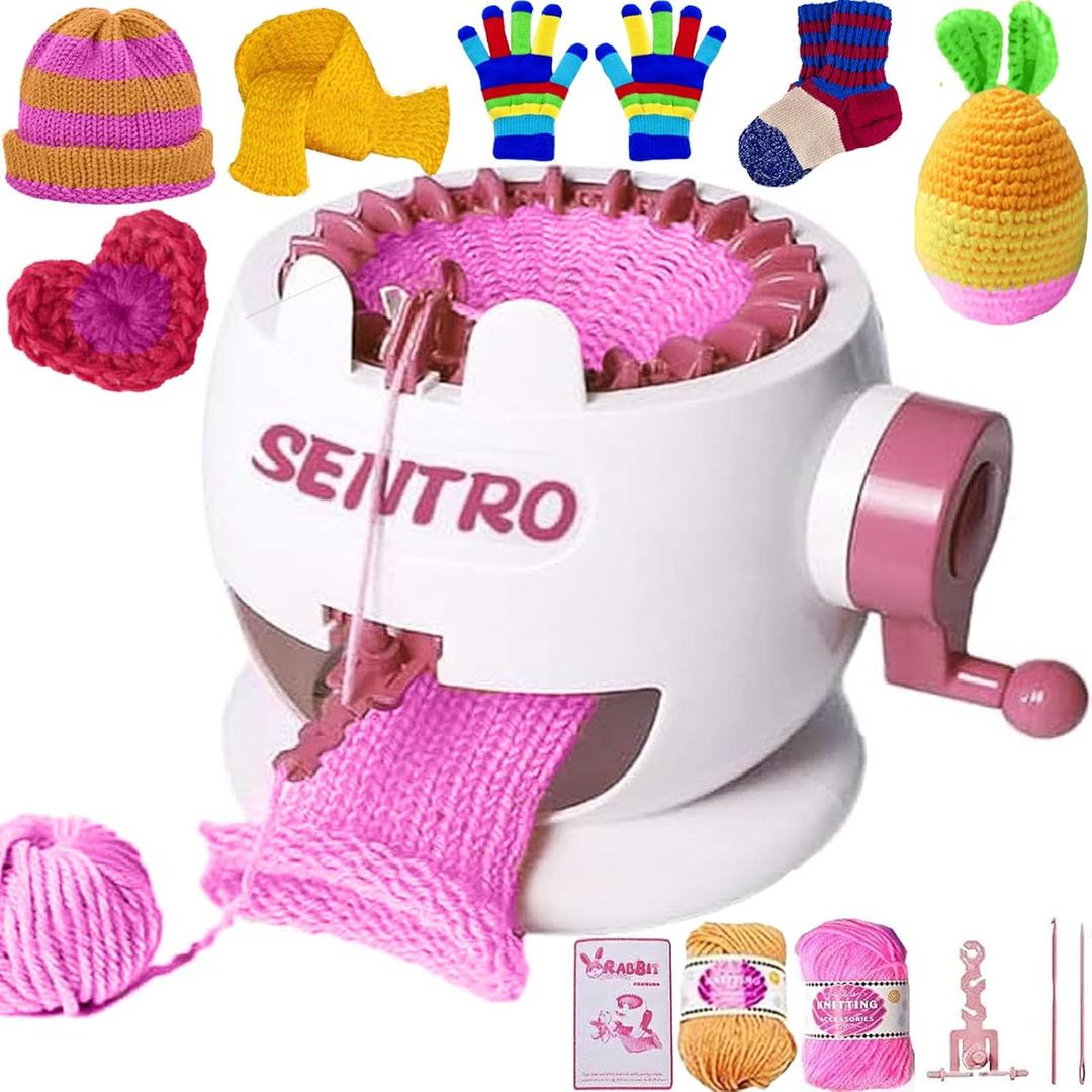 SENTRO Knitting Machine, 22 Needles Knitting Machine, Smart Automatic Knitting Loom Machine for Adults and Beginners, Circular Knitting Crochet Machine Kit for Hat,Socks,Scarves,Glove,Knit Items