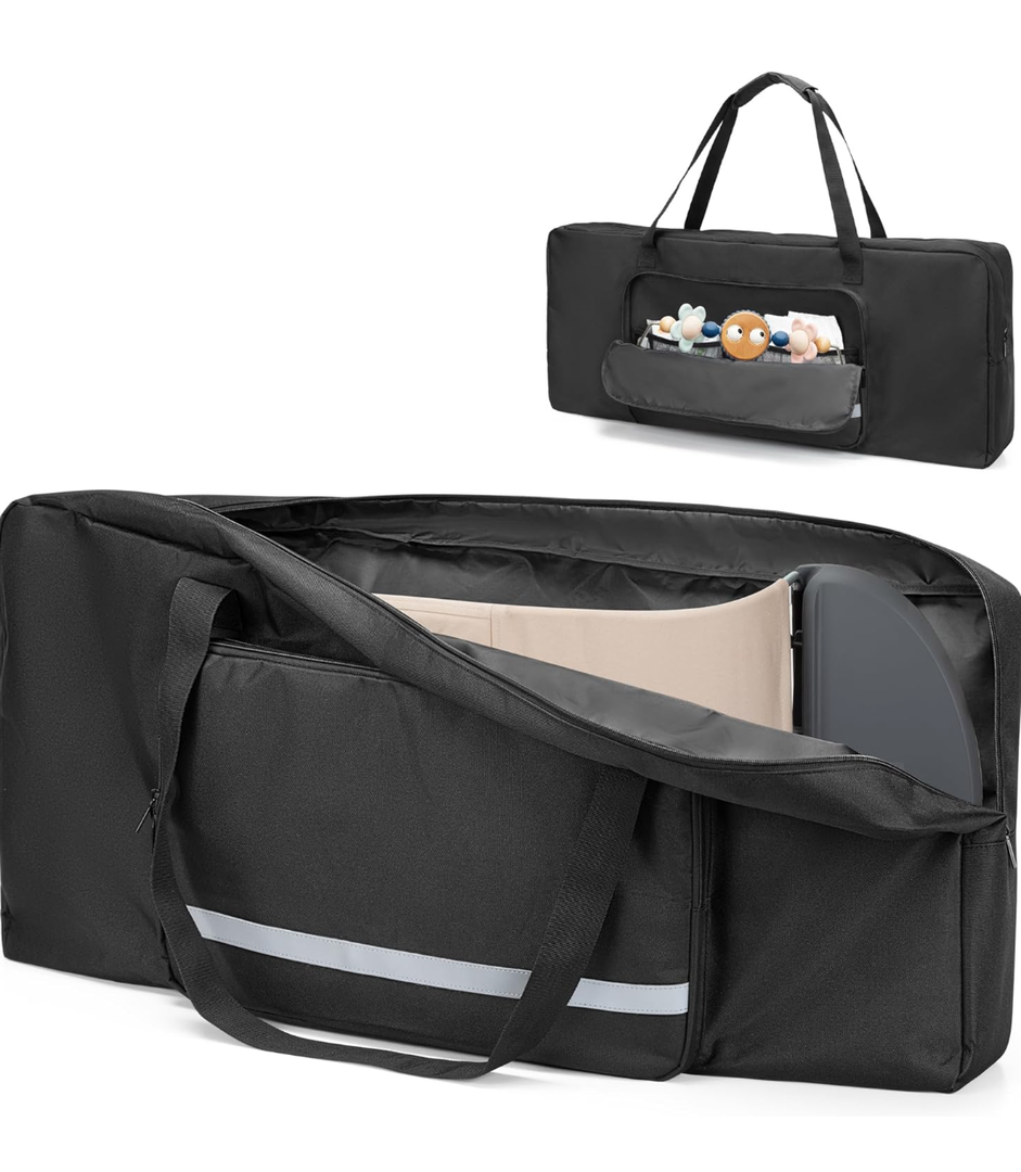 Baby Bouncer Transport Bag, Bouncer Carrier Compatible with Baby Bjorn Bouncer Balance Soft and Bouncer Bliss, Double Zipped Travel bag with shoulder Pad, Black