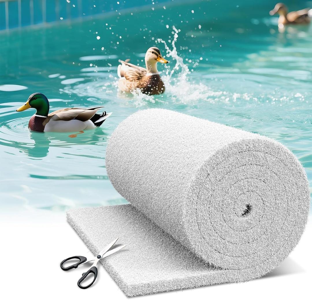 Classic Koi Pond Filter Pad, 18 x 36" Thick Aquarium Filter Floss Roll Reusable Cut to Fit Aquarium Media Pad for Outdoor Koi Ponds, Aquariums, Fish-Safe Polyester Material