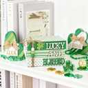 Valery Madelyn St Patrick's Day Decorations, St Patrick's Day Wooden Book Decor, Shamrock Decorations for Tiered Tray Shelf Coffee Table Side Table Home Office with Tassel and Beads, 5 inch (Medium)