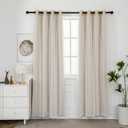 INLINAS Beige Blackout Curtains with Sheer Overlay - Grommet Top Thermal and Noise Reduction Panels for Bedroom and Living Room Light Blocking and Energy Saving, 52 x 96 Inches, Set of 2