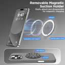 Magnetic for iPhone 16 Pro Case, Compatible with Magsafe, Suction Cup Phone Mount, 2 Screen Protectors - Camera Protector, Silicone Shockproof Protective Phone Cover 6.3", Gray