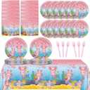 chiazllta 20 Guests Pink Cartoon Axolotl Birthday Party Supplies Reptile Animals Party Tableware Set Girl Axolotl Party Decor Favors Disposable 7-Inch Plates Napkin Tablecloths for Axolotl Baby Shower