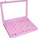 Rings Organizer Tray 100 Slot Velvet Rings Earring Storage Box TranSparent Cover Jewelry Store Ring Display Box Jewelry Display Cabinet for Girl Wife Mother. (Pink)