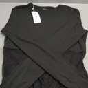 REORIA Women's Trendy Sexy Crew Neck Thumbholes Long Sleeve Sheer Mesh Going Out Bodysuit Tops (Black, Size XL)