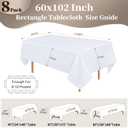 8 Pack White Table Cloth 60x102 Inch Rectangle Tablecloths for 6 Foot Rectangle Tables, Wrinkle Resistant Washable Polyester Fabric Rectangular Table Cover for Dining Banquet Wedding Party