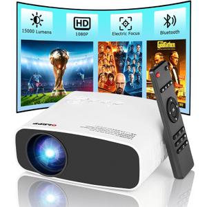 Mini Projector Wired with Bluetooth Audio, Native 720P Supports 4K, Electric Focus & Keystone, Dust-Proof Low Noise, HDMI/USB for Laptop/PC/Stick, for Home Office Classroom Meeting Outdoor Movie