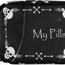 Halloween My Pill Box 7 Day Skull Pill Case Travel Pill Organizer Bag with Zipper Portable Weekly Case Compact Size for Vitamin Supplement Holder